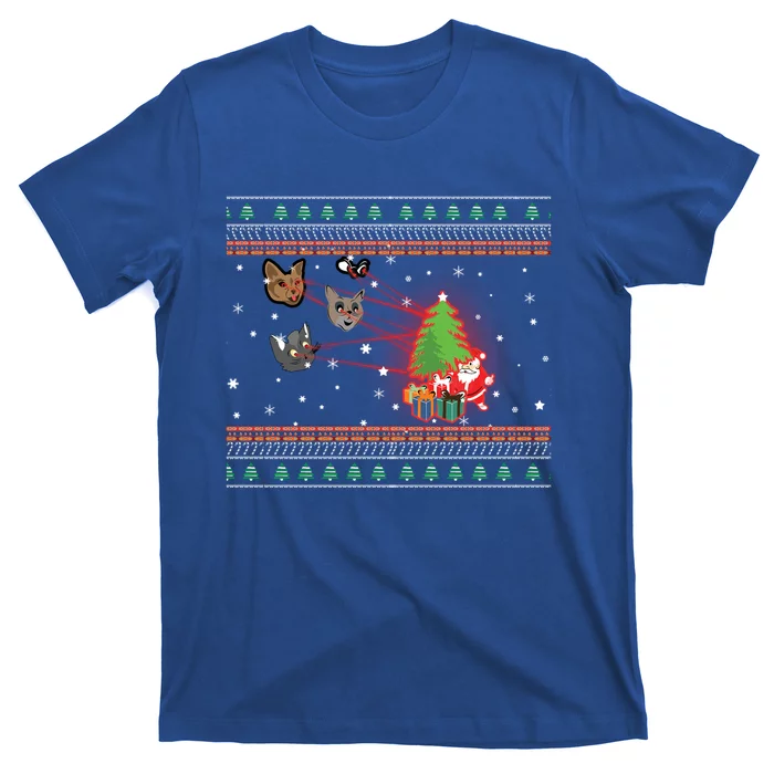 Funny Laser Eyes Cat Ugly Christmas Lights Sweater Jumper Gift T-Shirt