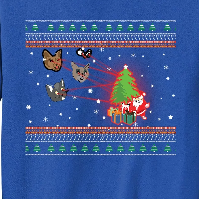 Funny Laser Eyes Cat Ugly Christmas Lights Sweater Jumper Gift Tall Sweatshirt