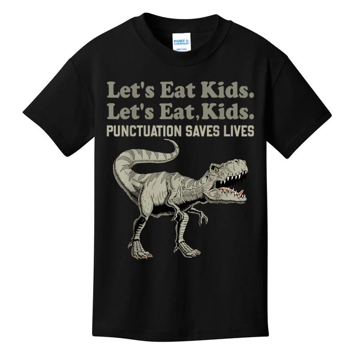 Funny Lets Eat Kids Punctuation Saves Lives Grammar Kids T-Shirt