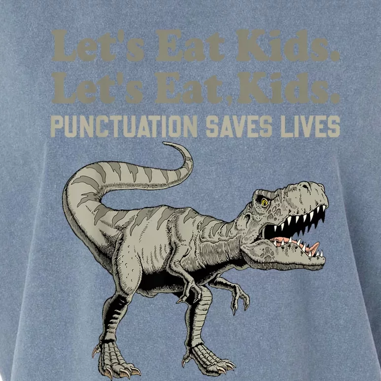 Funny Lets Eat Kids Punctuation Saves Lives Grammar Garment-Dyed Women's Muscle Tee