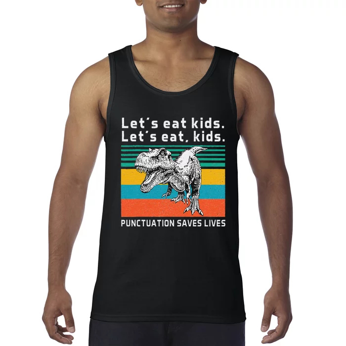 Funny Let's Eat  Punctuation Saves Lives Grammar Tank Top