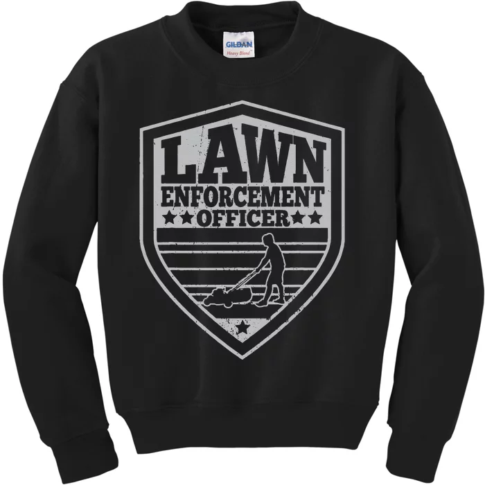 Funny Lawn Enforcement Officer Dad Lawn Mowing Kids Sweatshirt