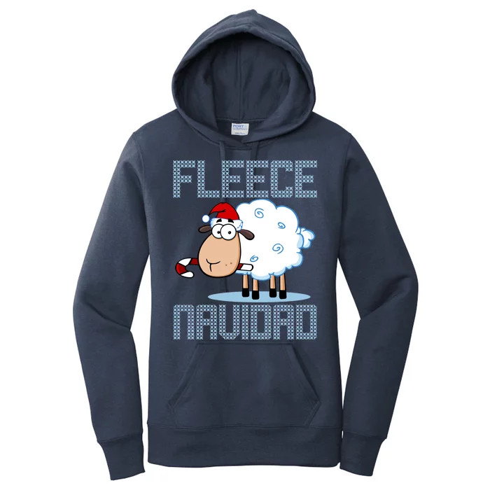 Fleece Navidad Sheep Lamb Ugly Christmas Sweater Design Women's Pullover Hoodie