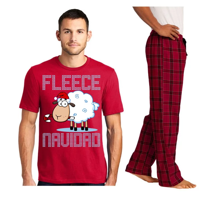 Fleece Navidad Sheep Lamb Ugly Christmas Sweater Design Pajama Set