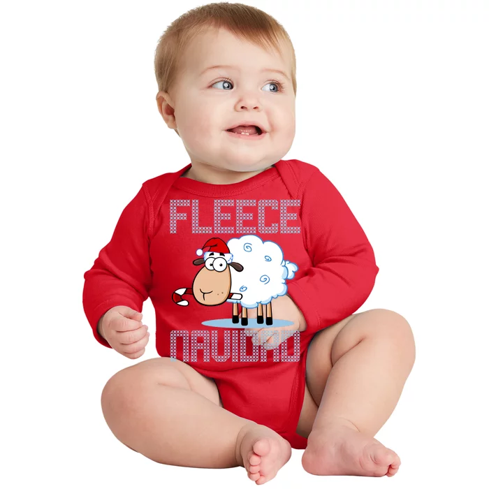 Fleece Navidad Sheep Lamb Ugly Christmas Sweater Design Baby Long Sleeve Bodysuit