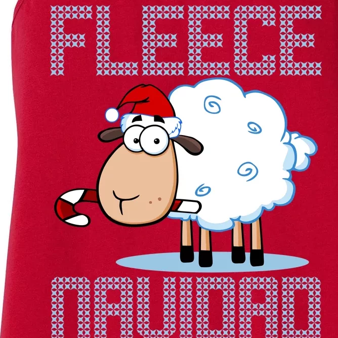 Fleece Navidad Sheep Lamb Ugly Christmas Sweater Design Women's Racerback Tank