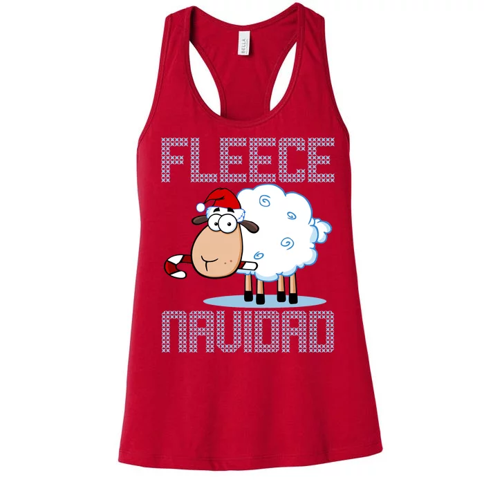 Fleece Navidad Sheep Lamb Ugly Christmas Sweater Design Women's Racerback Tank