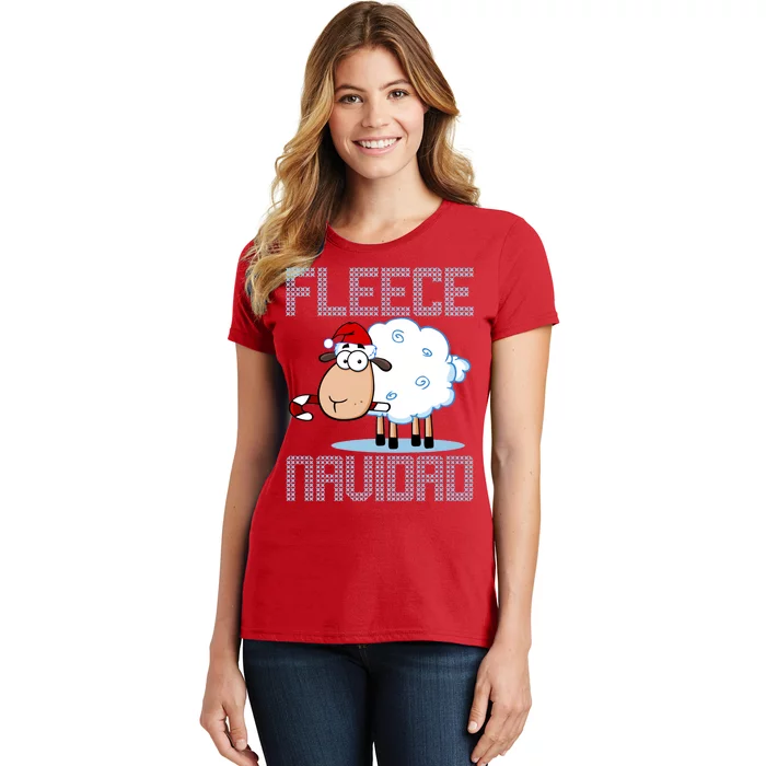 Fleece Navidad Sheep Lamb Ugly Christmas Sweater Design Women's T-Shirt