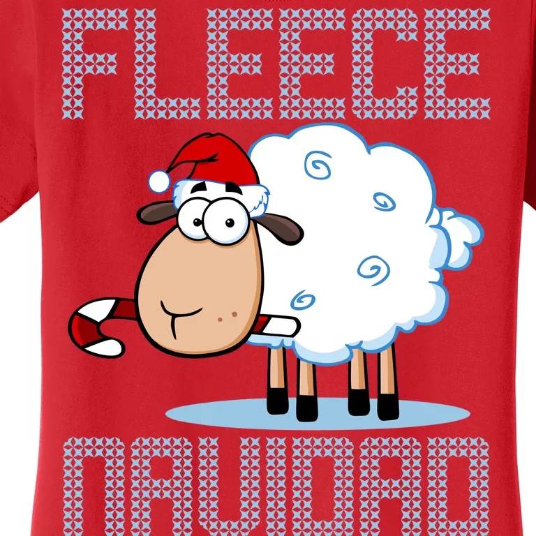 Fleece Navidad Sheep Lamb Ugly Christmas Sweater Design Women's T-Shirt