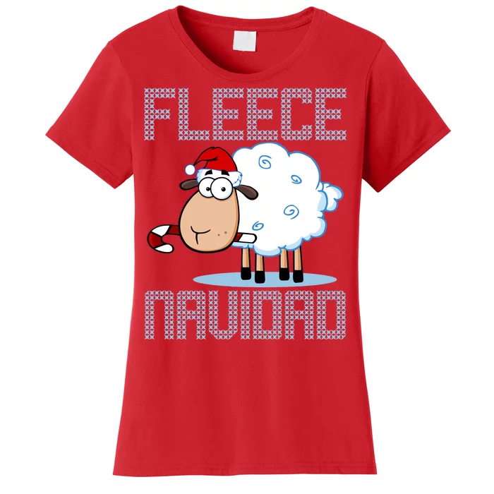 Fleece Navidad Sheep Lamb Ugly Christmas Sweater Design Women's T-Shirt