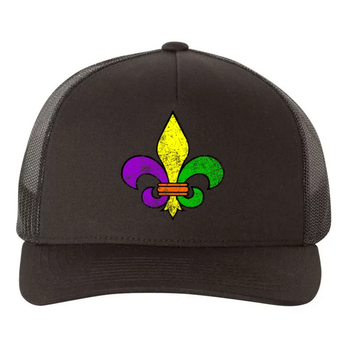 Fleur De Lis Retro Mardi Gras New Orleans Logo Yupoong Adult 5-Panel Trucker Hat