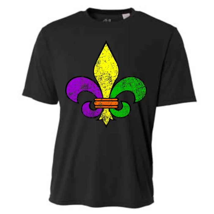 Fleur De Lis Retro Mardi Gras New Orleans Logo Cooling Performance Crew T-Shirt