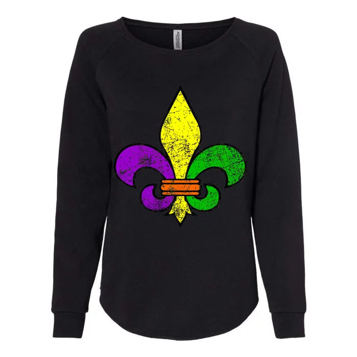 Fleur De Lis Retro Mardi Gras New Orleans Logo Womens California Wash Sweatshirt