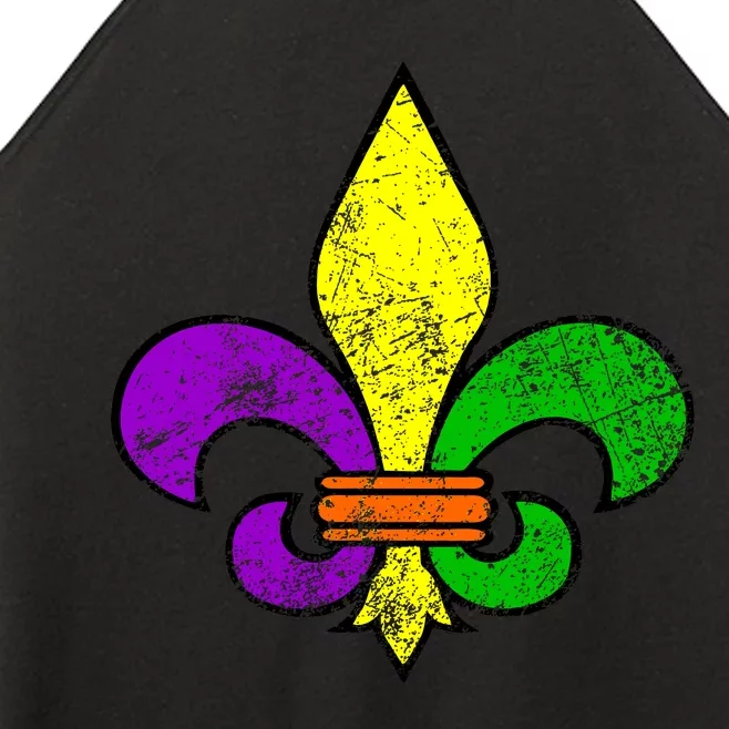 Fleur De Lis Retro Mardi Gras New Orleans Logo Women’s Perfect Tri Rocker Tank