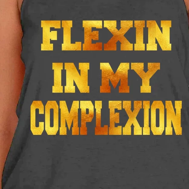 Flexin In My Complexion Gold Print Women's Knotted Racerback Tank