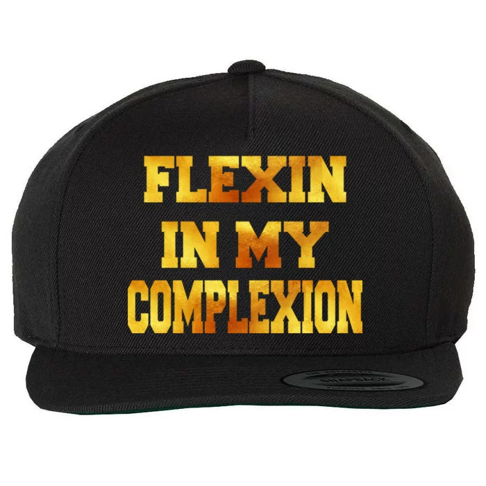 Flexin In My Complexion Gold Print Wool Snapback Cap