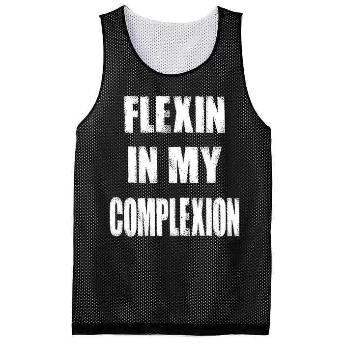 Flexin My Complexion Distressed Logo Mesh Reversible Basketball Jersey Tank