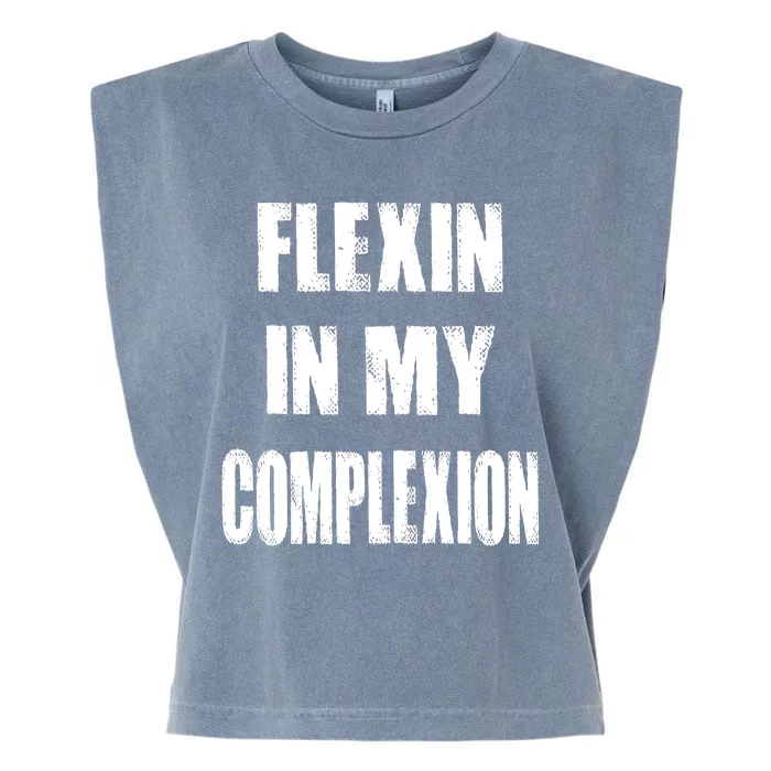 Flexin My Complexion Distressed Logo Garment-Dyed Women's Muscle Tee