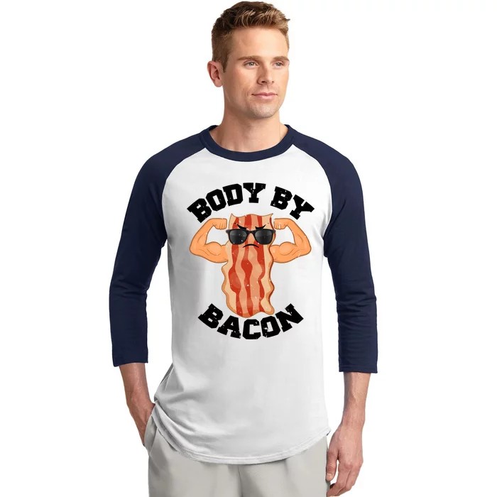 Flexing Body by Bacon Baseball Sleeve Shirt