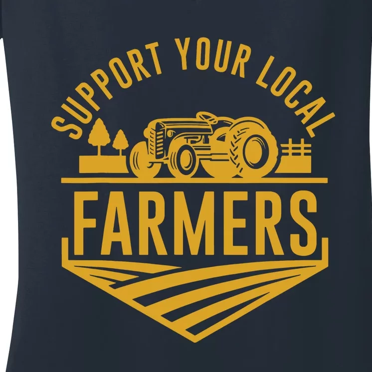 Farm Local Food Patriotic Farming Gift Idea Farmer Women's V-Neck T-Shirt