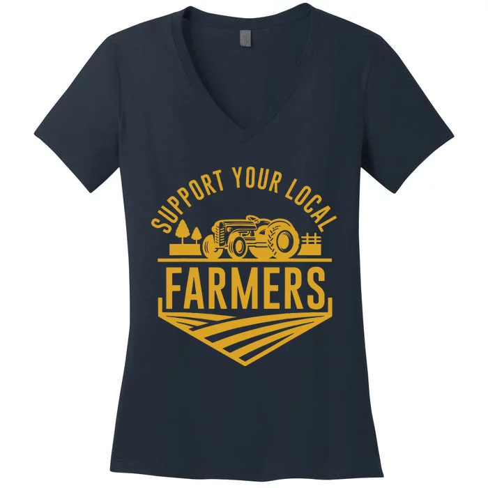 Farm Local Food Patriotic Farming Gift Idea Farmer Women's V-Neck T-Shirt