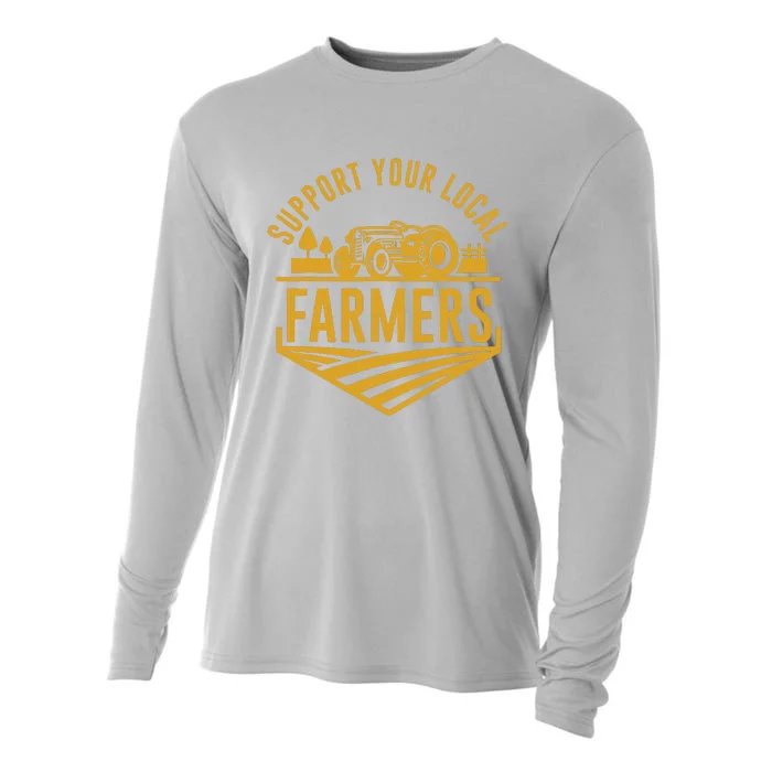 Farm Local Food Patriotic Farming Gift Idea Farmer Cooling Performance Long Sleeve Crew