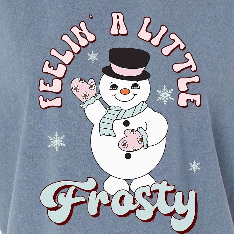 Feelin' Little Frostys Snowman Groovy Retro Christmas Pajama Garment-Dyed Women's Muscle Tee