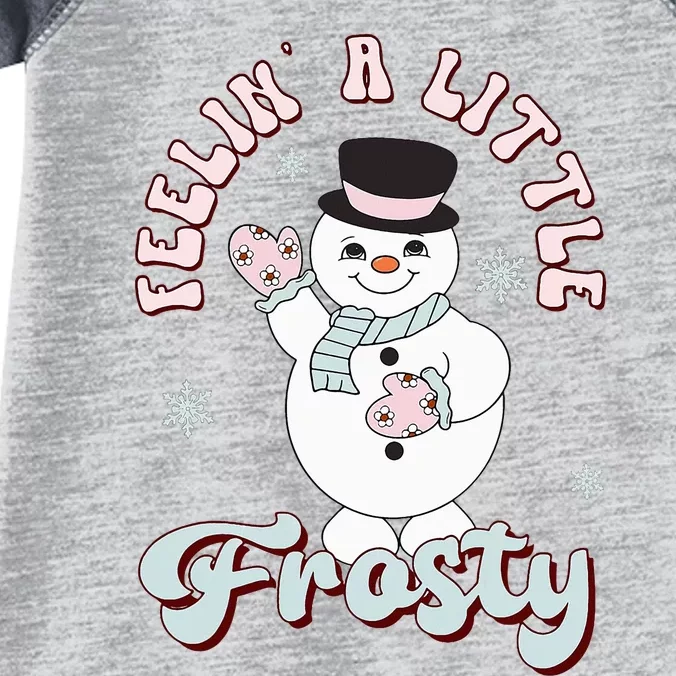 Feelin' Little Frostys Snowman Groovy Retro Christmas Pajama Infant Baby Jersey Bodysuit