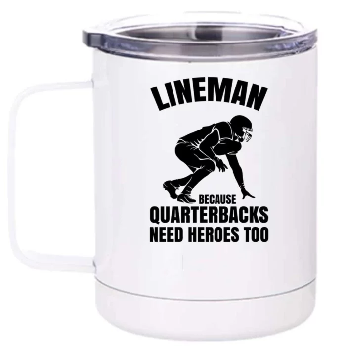 Football Lineman Front & Back 12oz Stainless Steel Tumbler Cup