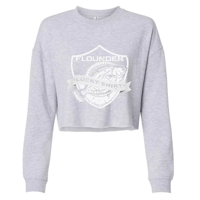 Flounder Lucky Funny Accessories To Flounder Fishing Cropped Pullover Crew