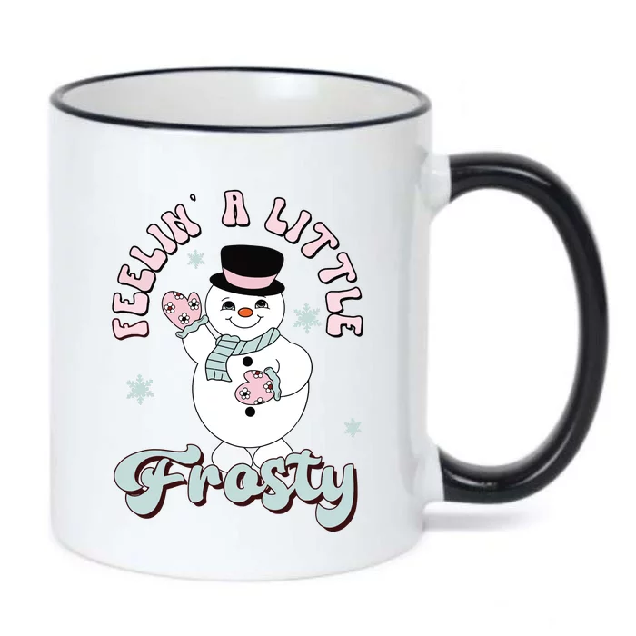 Feelin Little Frostys Snowman Groovy Retro Christmas Pajama Black Color Changing Mug