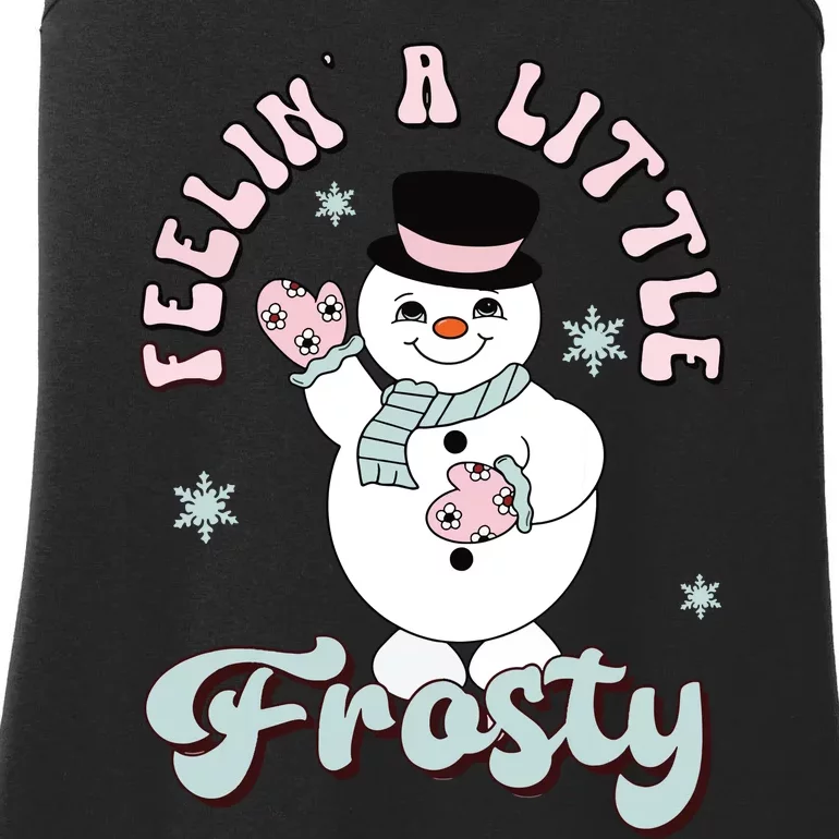 Feelin Little Frostys Snowman Groovy Retro Christmas Pajama Ladies Essential Tank