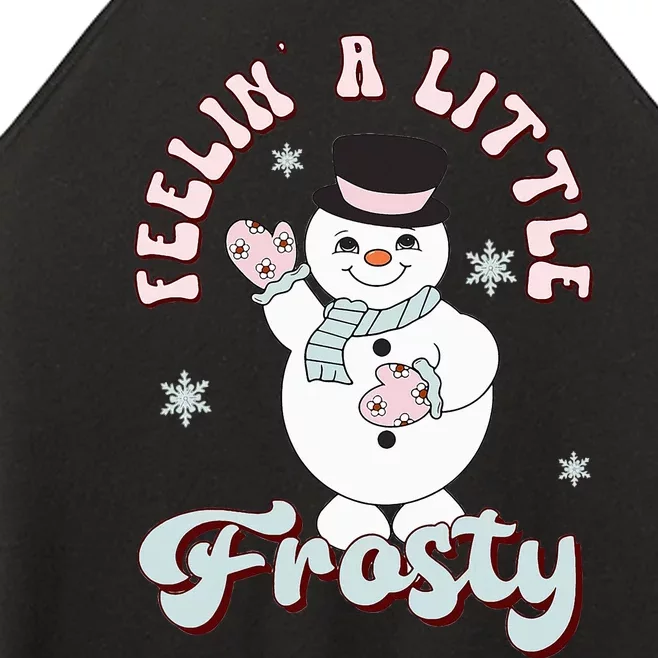 Feelin Little Frostys Snowman Groovy Retro Christmas Pajama Women’s Perfect Tri Rocker Tank