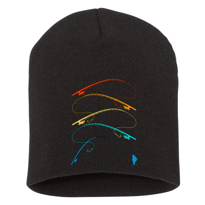 Fishing Lover Fisherman Retro Angling Angler Fishing Short Acrylic Beanie