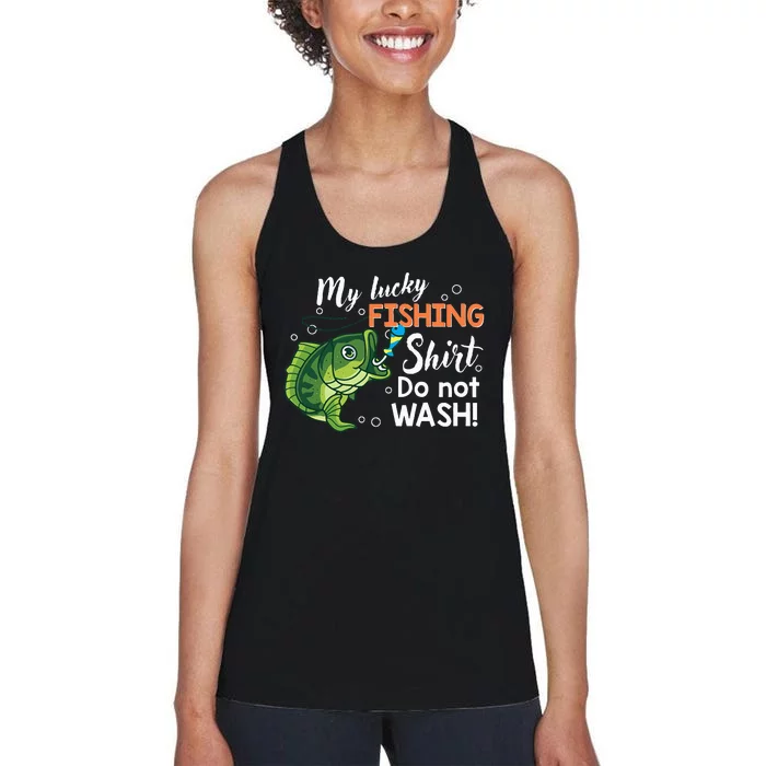 Funny Lucky Fishing Bass Fish Women's Racerback Tank