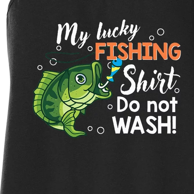 Funny Lucky Fishing Bass Fish Women's Racerback Tank