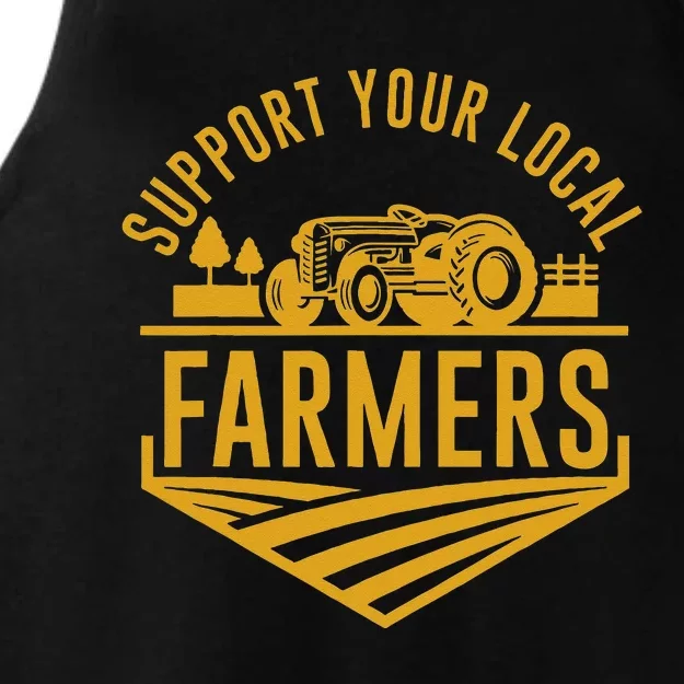 Farm Local Food Patriotic Farming Gift Idea Farmer Ladies Tri-Blend Wicking Tank