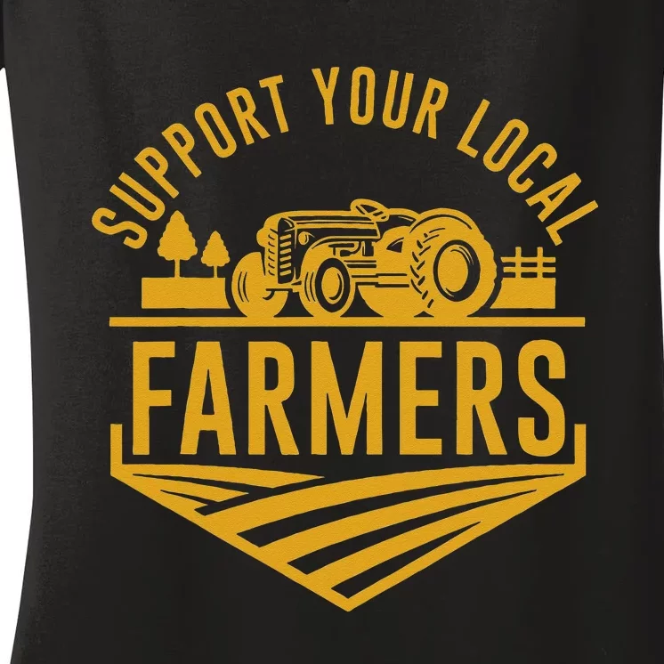 Farm Local Food Patriotic Farming Gift Idea Farmer Women's V-Neck T-Shirt