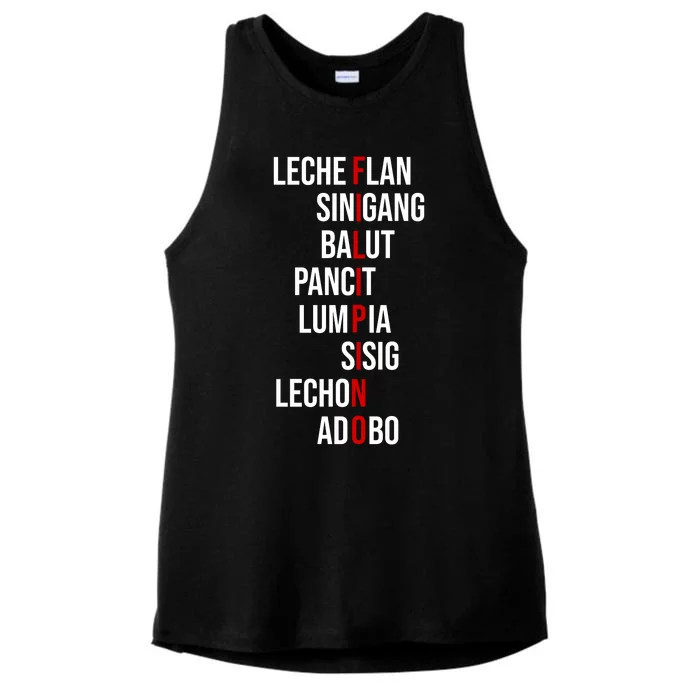 Filipino Lech Flan Sinigang Balut Pancit Lumpia Sisig Lechon Adobo Ladies Tri-Blend Wicking Tank