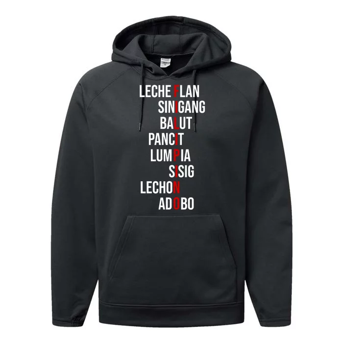 Filipino Lech Flan Sinigang Balut Pancit Lumpia Sisig Lechon Adobo Performance Fleece Hoodie