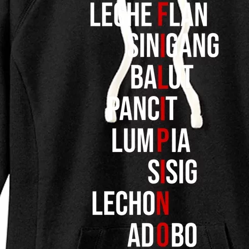 Filipino Lech Flan Sinigang Balut Pancit Lumpia Sisig Lechon Adobo Women's Fleece Hoodie