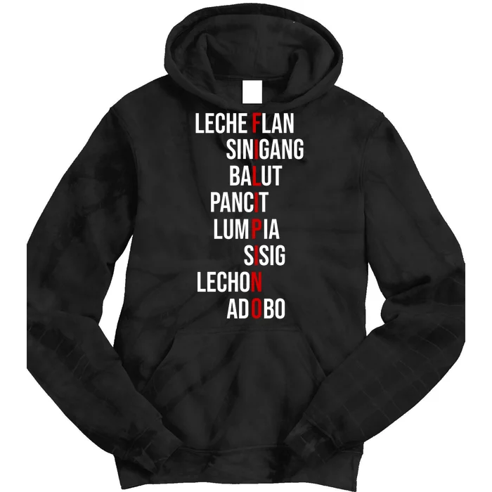 Filipino Lech Flan Sinigang Balut Pancit Lumpia Sisig Lechon Adobo Tie Dye Hoodie