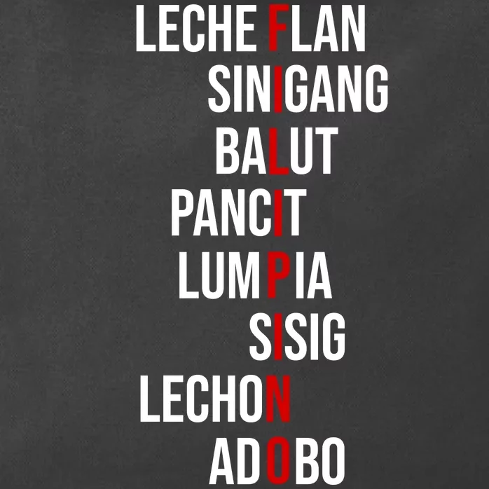 Filipino Lech Flan Sinigang Balut Pancit Lumpia Sisig Lechon Adobo Zip Tote Bag