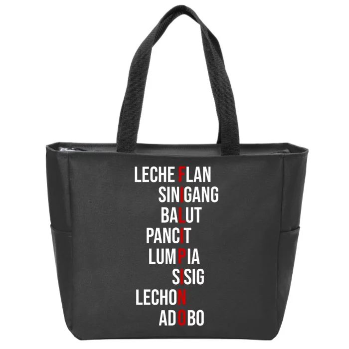 Filipino Lech Flan Sinigang Balut Pancit Lumpia Sisig Lechon Adobo Zip Tote Bag