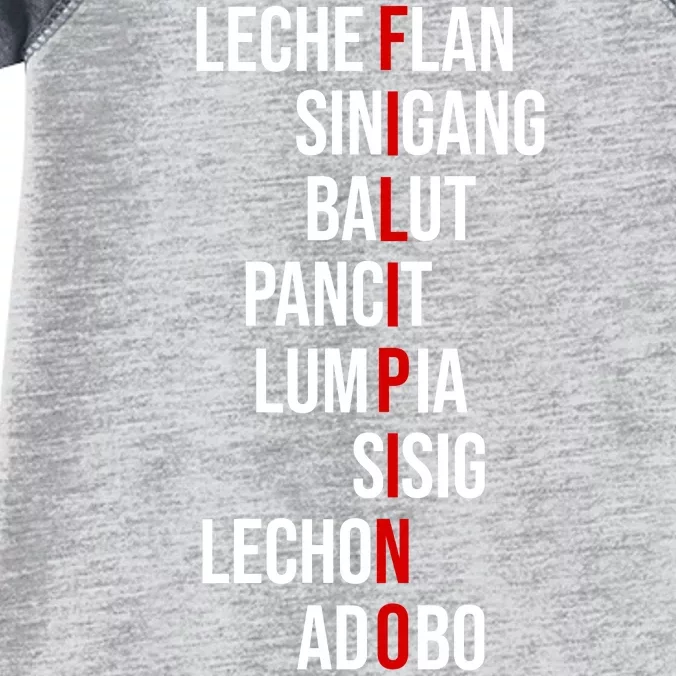 Filipino Lech Flan Sinigang Balut Pancit Lumpia Sisig Lechon Adobo Infant Baby Jersey Bodysuit