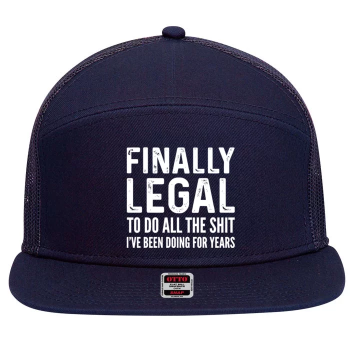 Finally Legal Funny 21st Birthday 2002 Gift For Men & Women 7 Panel Mesh Trucker Snapback Hat