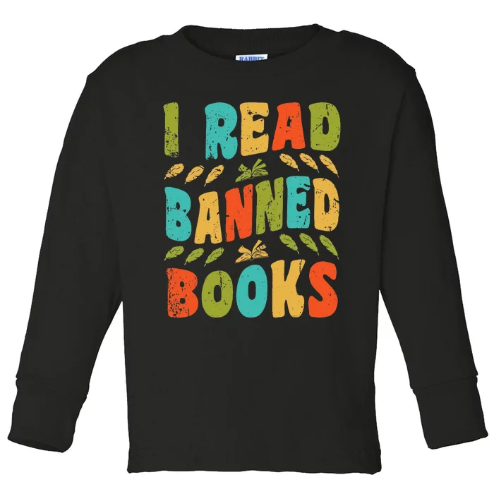 Funny Librarian Freedom Reader Grunge I Read Banned Books Toddler Long Sleeve Shirt