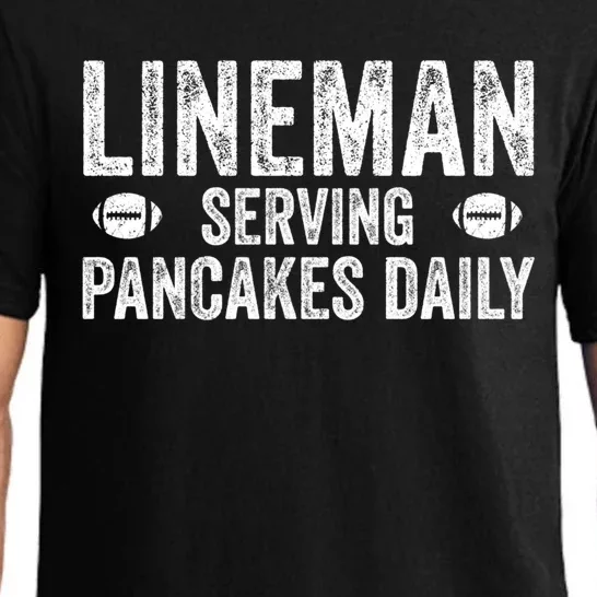 Football Lineman Funny Gift Serving Pancakes Daily Pajama Set