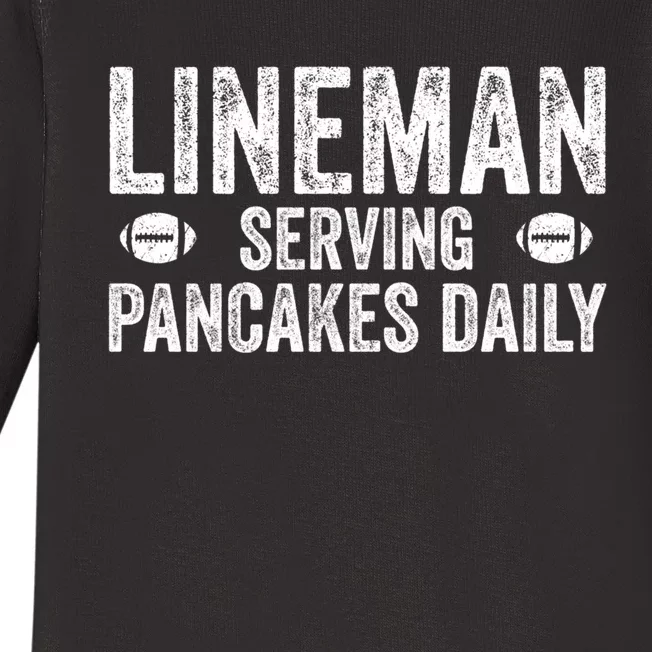 Football Lineman Funny Gift Serving Pancakes Daily Baby Long Sleeve Bodysuit