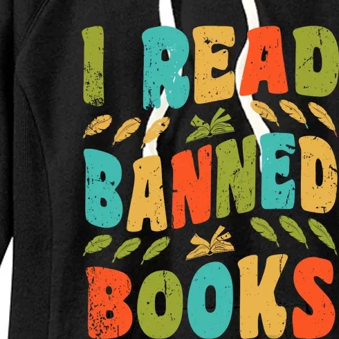 Funny Librarian Freedom Reader Grunge I Read Banned Books Women's Fleece Hoodie